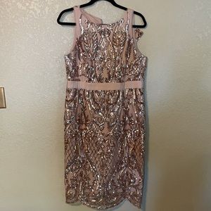 Adrianna Papell Blush Pink/Rose Gold  sequin dress, 12
